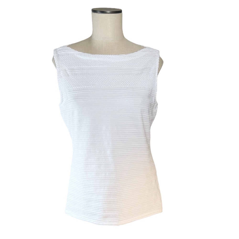 Anthropologie White Textured Sleeveless Shell Top